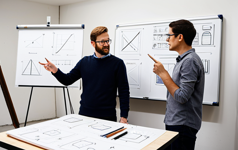 A diverse team of professionals in modest, appropriate attire, brainstorming and building a functional prototype from recycled and everyday materials in a minimalist, well-lit workshop. One person holds up a cleverly assembled design, another sketches on a whiteboard with clear diagrams, and a third observes with focused attention. Subtle light rays symbolize ingenuity and new ideas. The scene emphasizes innovation born from limited resources. Perfect anatomy, correct proportions, natural pose, well-formed hands, proper finger count, natural body proportions, professional photography, high quality, safe for work, appropriate content, fully clothed, modest, family-friendly.