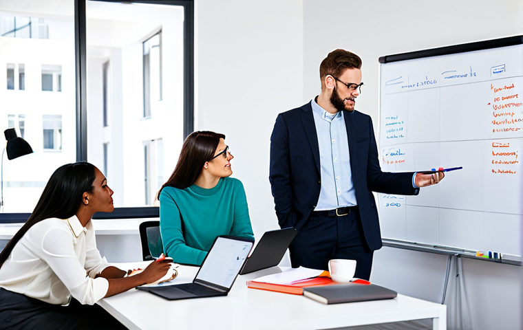 제약 기반 창의성의 경영적 시사점 - Resourceful Marketing Team** "A diverse team of marketing professionals brainstorming in a brightly...