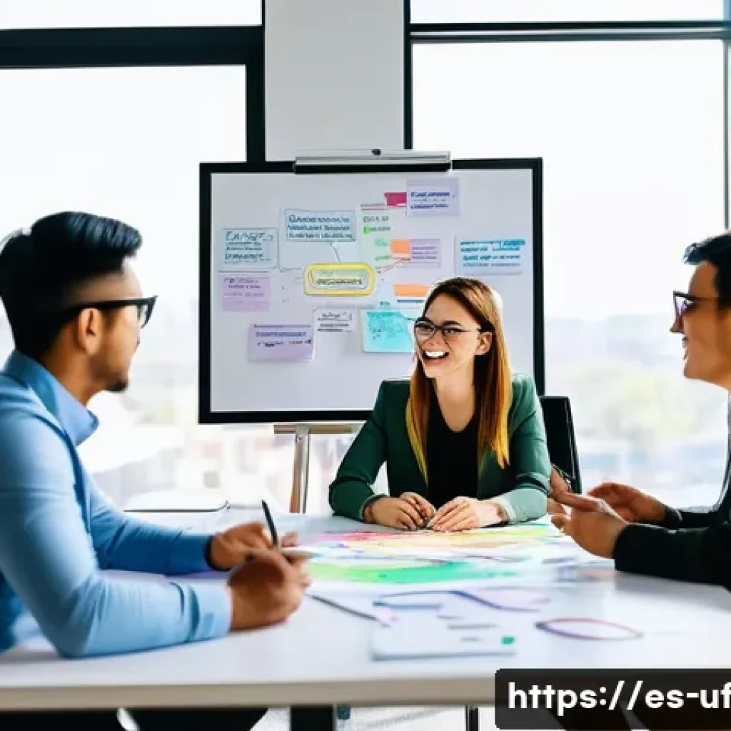 제약 기반 창의성을 통해 전략적 사고 발전시키기 - A creative professional brainstorming in a modern office with a small, focused team, using a whitebo...